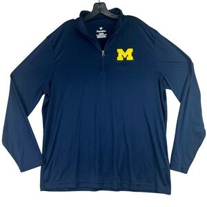 Michigan Wolverines Quarter Zip Fanatics Pullover Mens XL Navy Blue Sporty NCAA